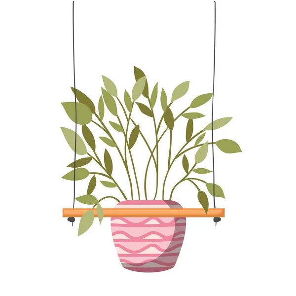 Planta de sala com vaso na prateleira ícone isolado —  Vetores de Stock