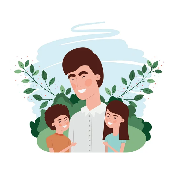 Vader met kinderen avatar personage — Stockvector