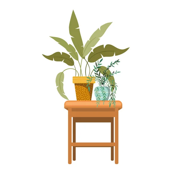 Plantas de sala com vaso na mesa — Vetor de Stock