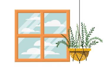 macrame askıları simgesi üzerinde houseplant
