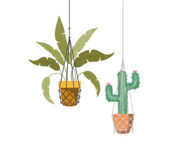 macrame askıları simgesi üzerinde houseplants