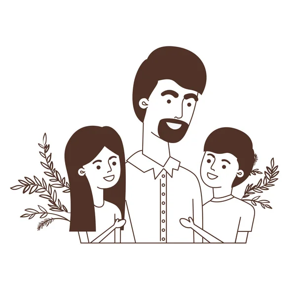 Padre con niños avatar carácter — Vector de stock