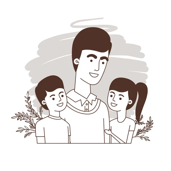 Tatal cu copii avatar caracter — Vector de stoc