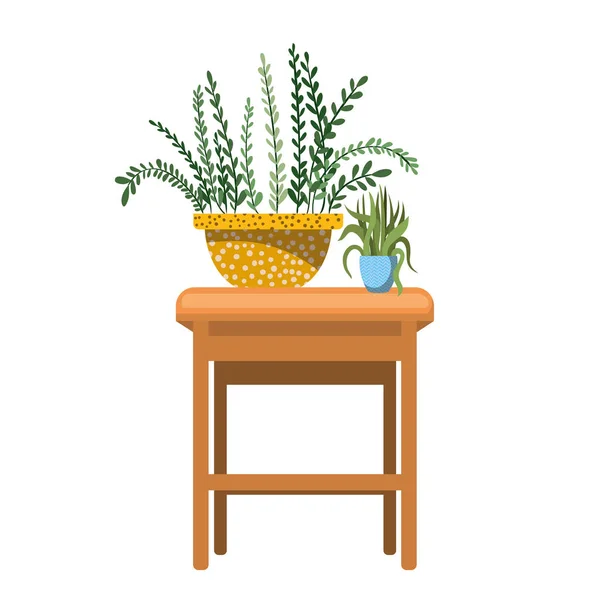 Plantas de sala com vaso na mesa — Vetor de Stock