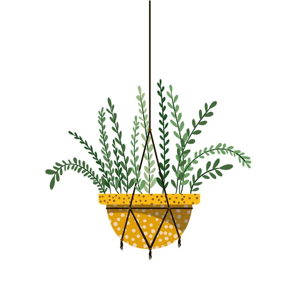 Macrame askıları simgesi üzerinde houseplant — Stok Vektör