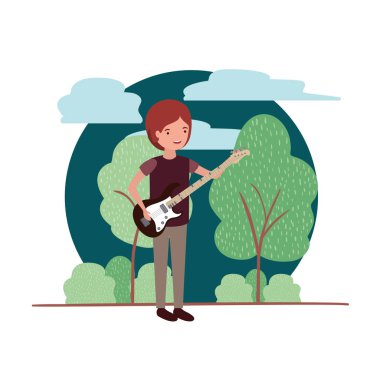 manzara avatar karakteri elektrik gitar ile adam