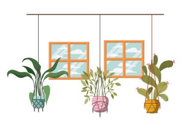 macrame askıları simgesi üzerinde houseplants