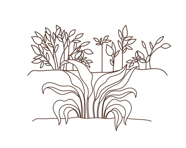 Растение в изолированном ландшафте — стоковый вектор