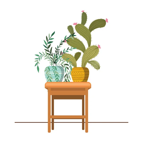 Kaktus med krukväxter på bordet ikonen — Stock vektor