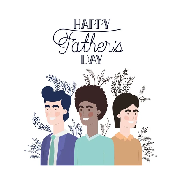 Etiqueta dia feliz pai com ícone homens —  Vetores de Stock