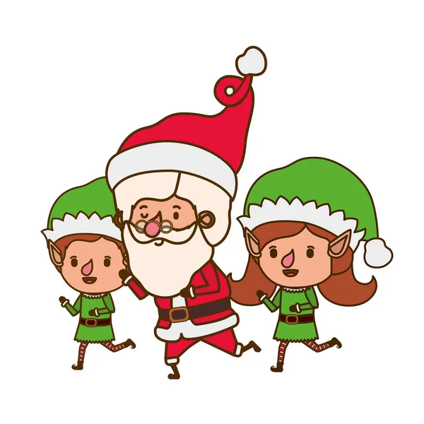 Paar Elfe mit Santa-Claus-Avatarfigur — Stockvektor