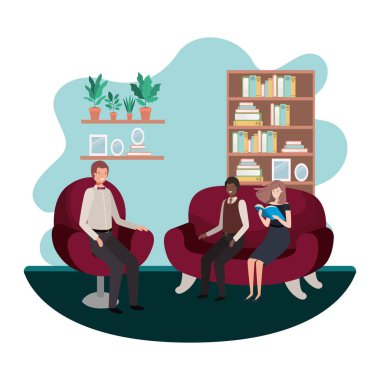 oturma odasında oturan insanlar bussiness Grup