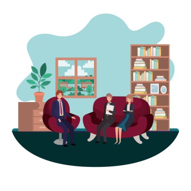 oturma odasında oturan insanlar bussiness Grup