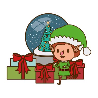 hediye kutusu ve kristal topu ile elf