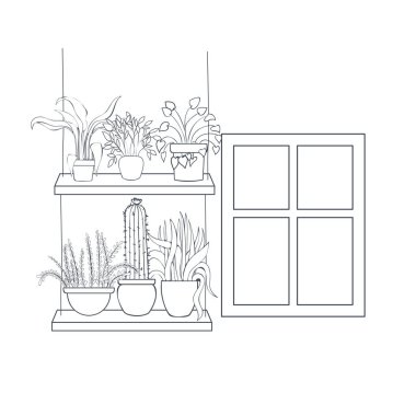 raf izole simgesi üzerinde saksı ile houseplants