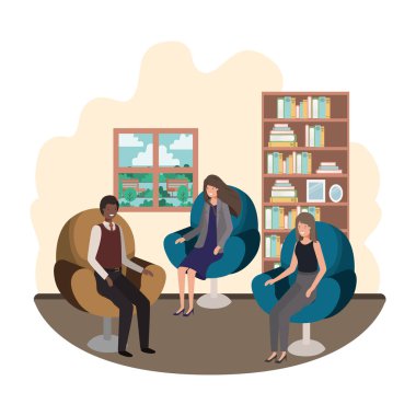 oturma odasında oturan insanlar bussiness Grup