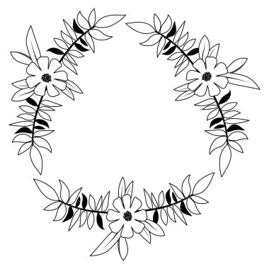 güzel çiçek ve yaprakçerçeve