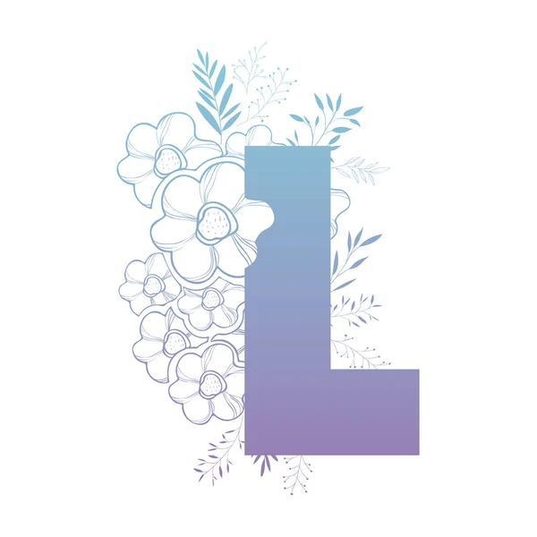 Letter l with floral decoration — Stock Vector