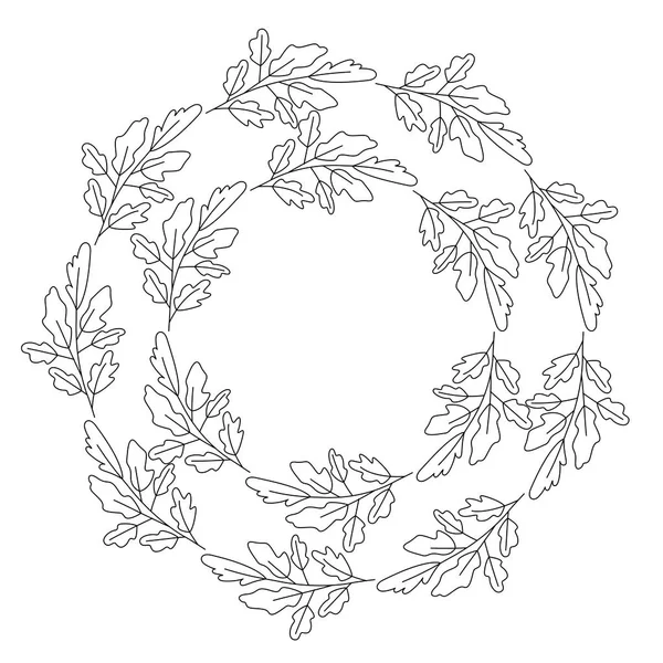 Couronne feuillets cadre circulaire — Image vectorielle