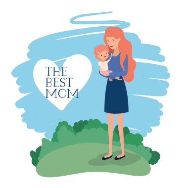 alanında anne ve oğlu ile anneler günü kartı