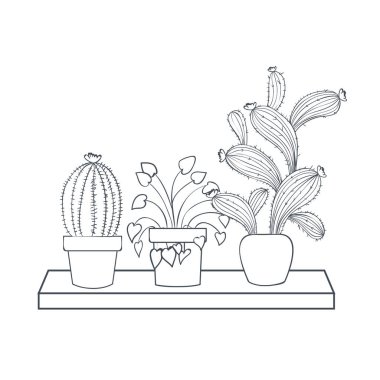 raf izole simgesi üzerinde saksı ile houseplants