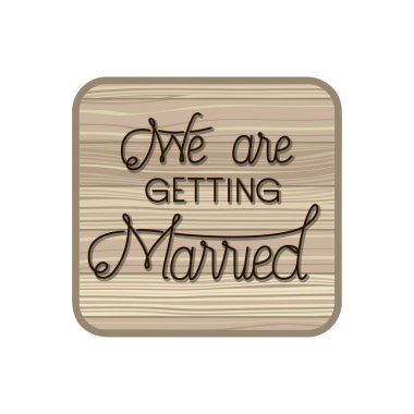 ahşap çerçeveiçinde düğün davetiyesi