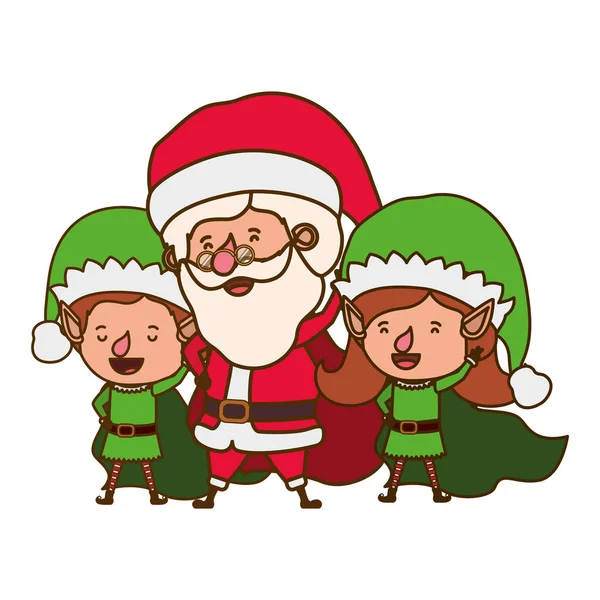 Couple elf with santa claus avatar character — Stock Vector