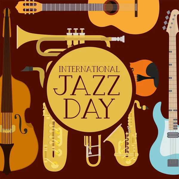 Джазовий денний плакат з набірними інструментами — стоковий вектор
