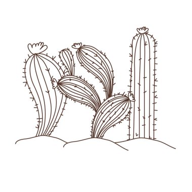 manzara izole simgesinde kaktüs