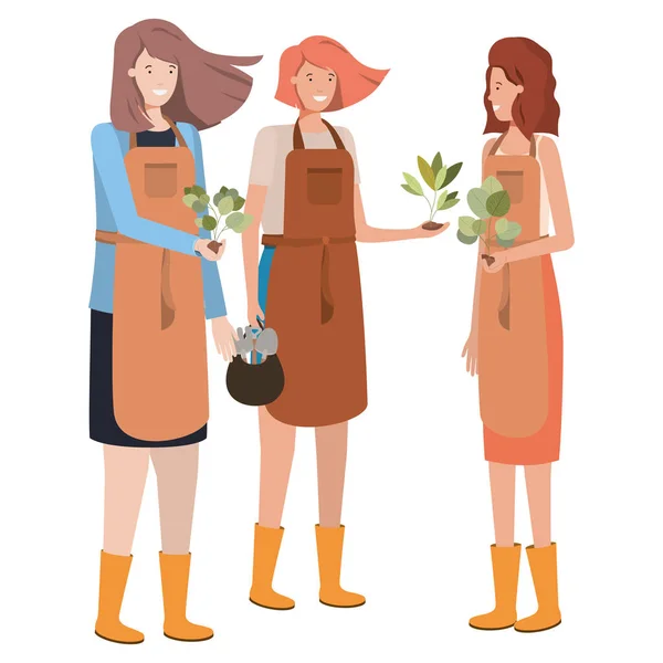 Mulheres jardineiros avatar personagem — Vetor de Stock