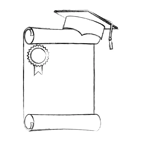 Hatt examen med diplom — Stock vektor