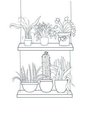 raf izole simgesi üzerinde saksı ile houseplants