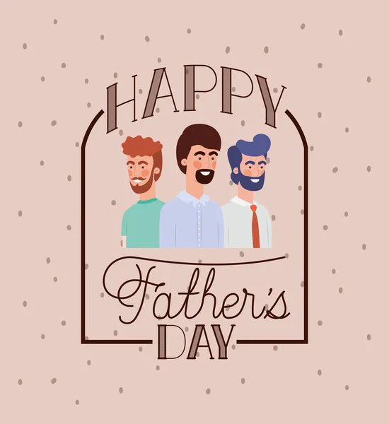 Happy fathers day card with dads characters — Stock Vector