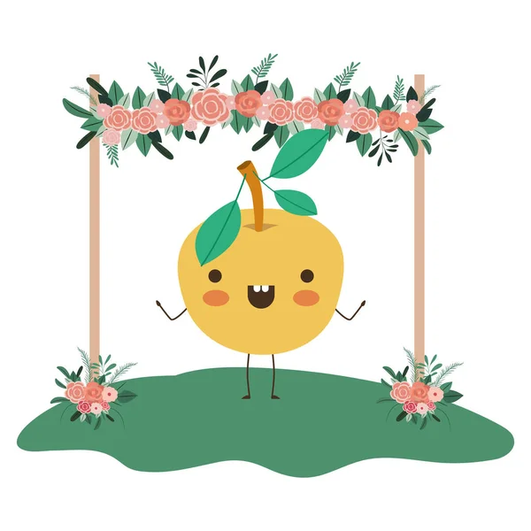 Schattig oranje in de tuin kawaii karakter — Stockvector