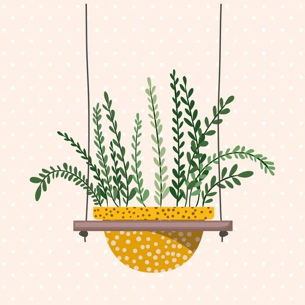 Plant in macrame Hangers — Stockvector