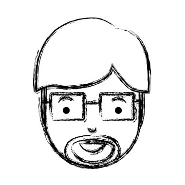 sakal ve gözlük ile genç adam kafa