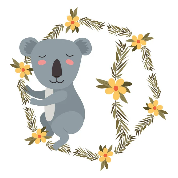 Wild koala in wreath crown — Stock Vector