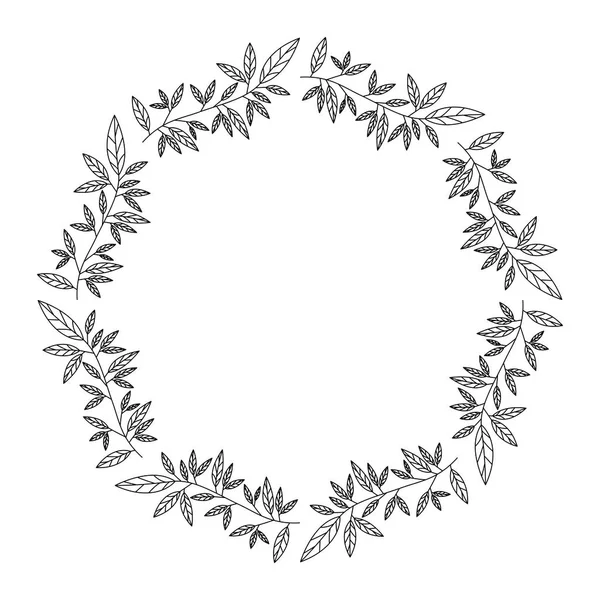 Couronne feuillets cadre circulaire — Image vectorielle