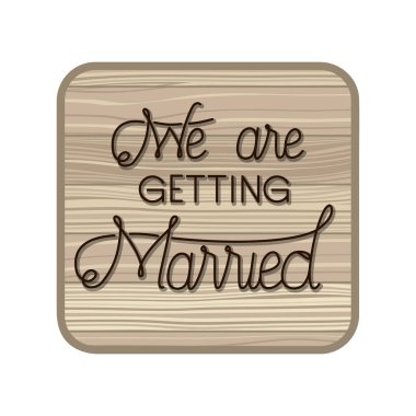 ahşap çerçeveiçinde düğün davetiyesi