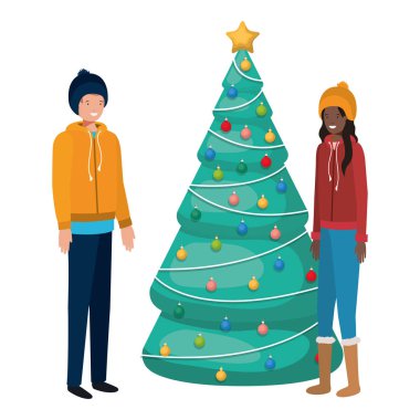 noel ağacı avatar karakteri ile çift