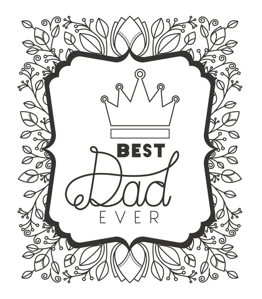 Fathers day frame with leafs and crown — Stock Vector