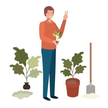 bitki avatar karakter ile genç adam