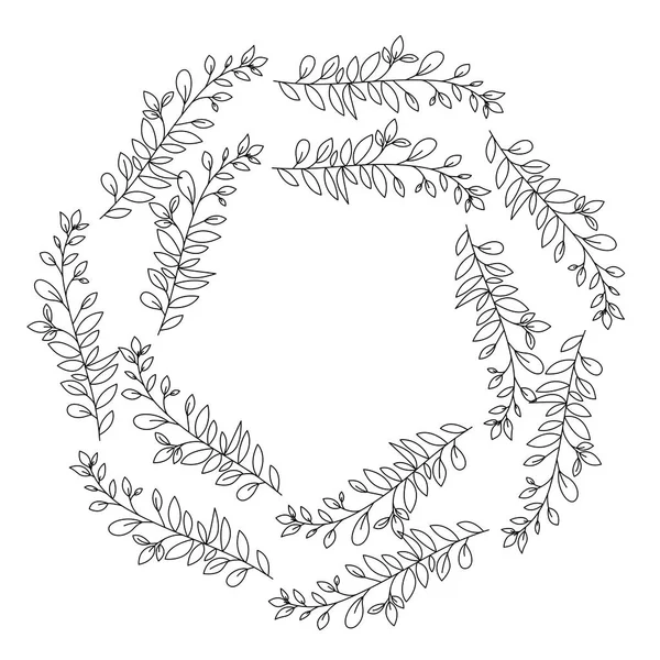 Couronne feuillets cadre circulaire — Image vectorielle