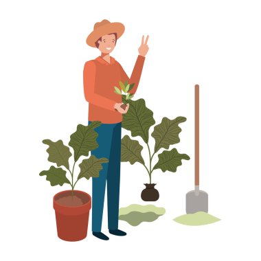 bitki avatar karakter ile genç adam