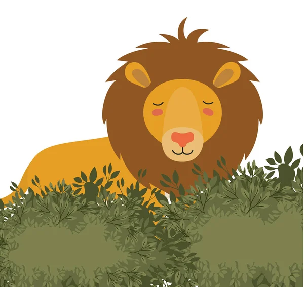 Orman sahne vahşi aslan — Stok Vektör