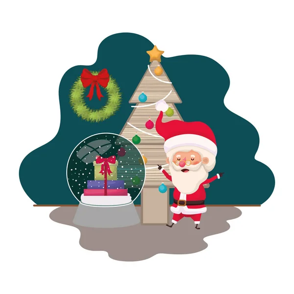 Kerstman met kerstboom — Stockvector