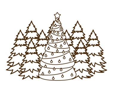 asılı topları izole simgesi ile noel ağacı