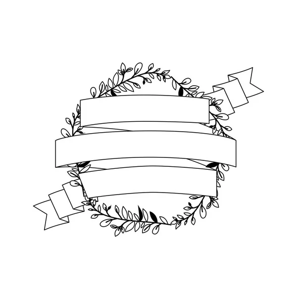 Kronenblätter und Band kreisförmiger Rahmen — Stockvektor