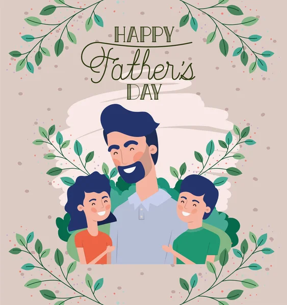 Cartão de dia feliz pais com pai e filhos —  Vetores de Stock