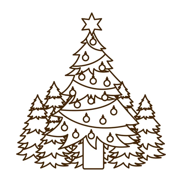 Рождественская елка с висячими шариками — стоковый вектор